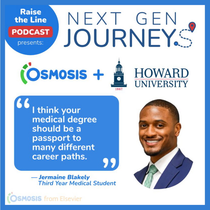 picture of Jermaine Blakely with the Osmosis and Howard University logos