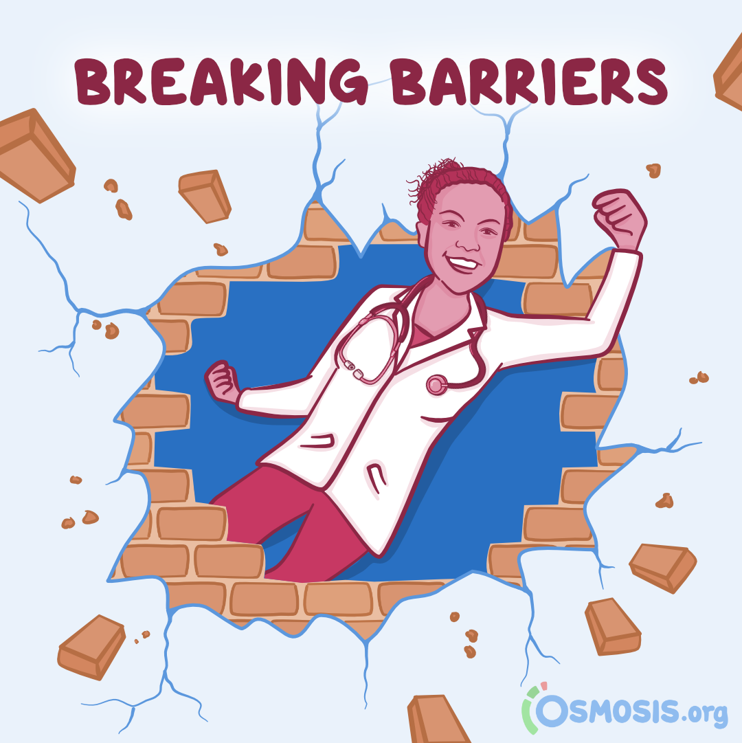 a female breaking down a brick wall