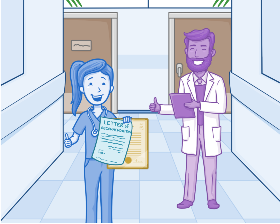 2 students in a blue hallway
